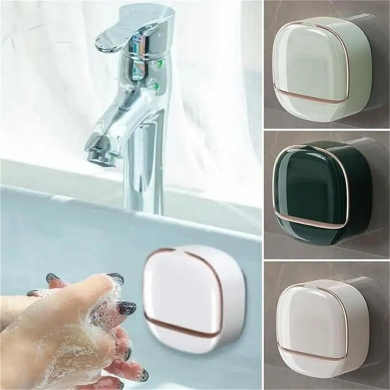 Bathroom Drain Soap Box Wall Mounted ABS Soap Box With Lid Waterproof Soap Dish Dishes Storage Box Travel Organizer Case Storage