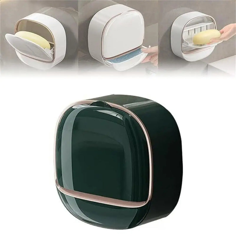 Bathroom Drain Soap Box Wall Mounted ABS Soap Box With Lid Waterproof Soap Dish Dishes Storage Box Travel Organizer Case Storage